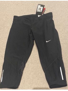 Nike Black Capri Leggings with White Swoosh